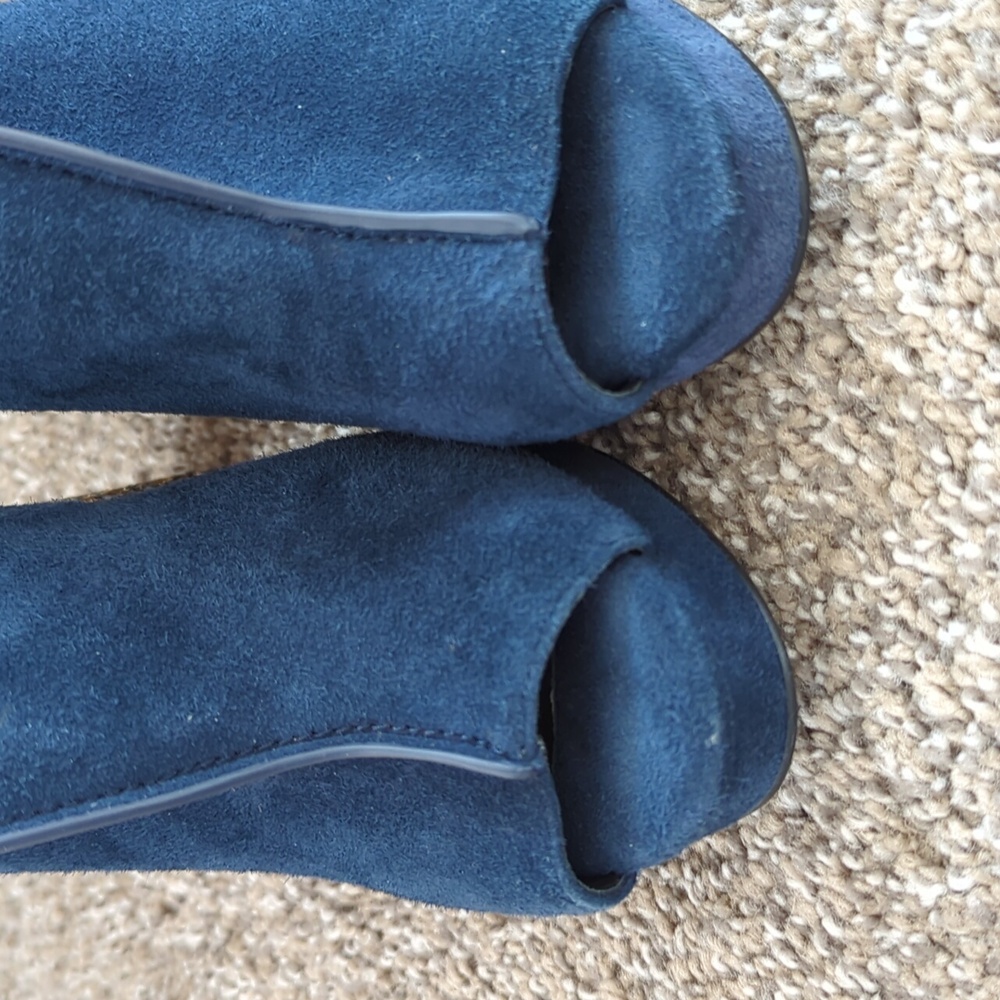 Tracy Reese Blue Suede Peep Toe Mule Shoes - Picture 9 of 10